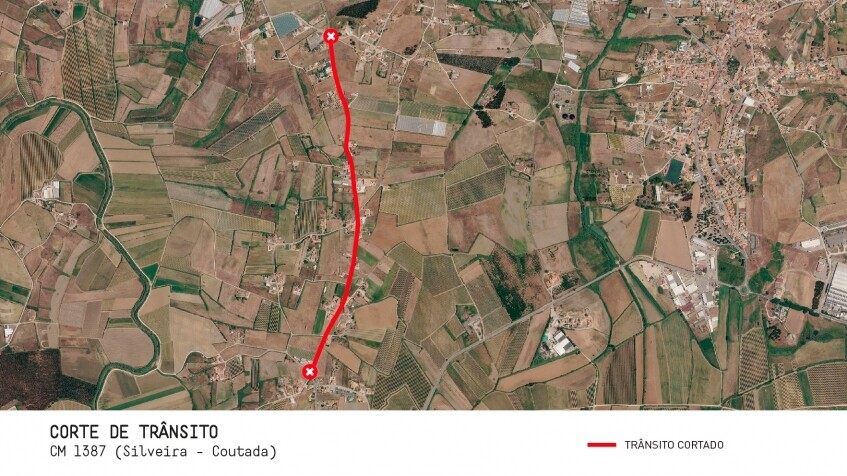 Corte de tr&acirc;nsito no CM 1387 (Silveira - Coutada)